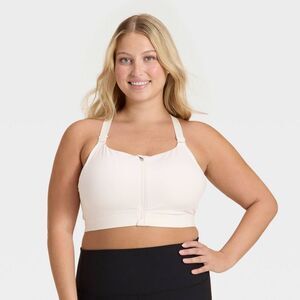 All In Motion - Women's High Support Front Zip Bra - All In Motion Cream